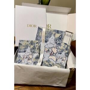 Dior Exclusive Stationary Set Platinum Gift Notebook & Pencil Storage Box New